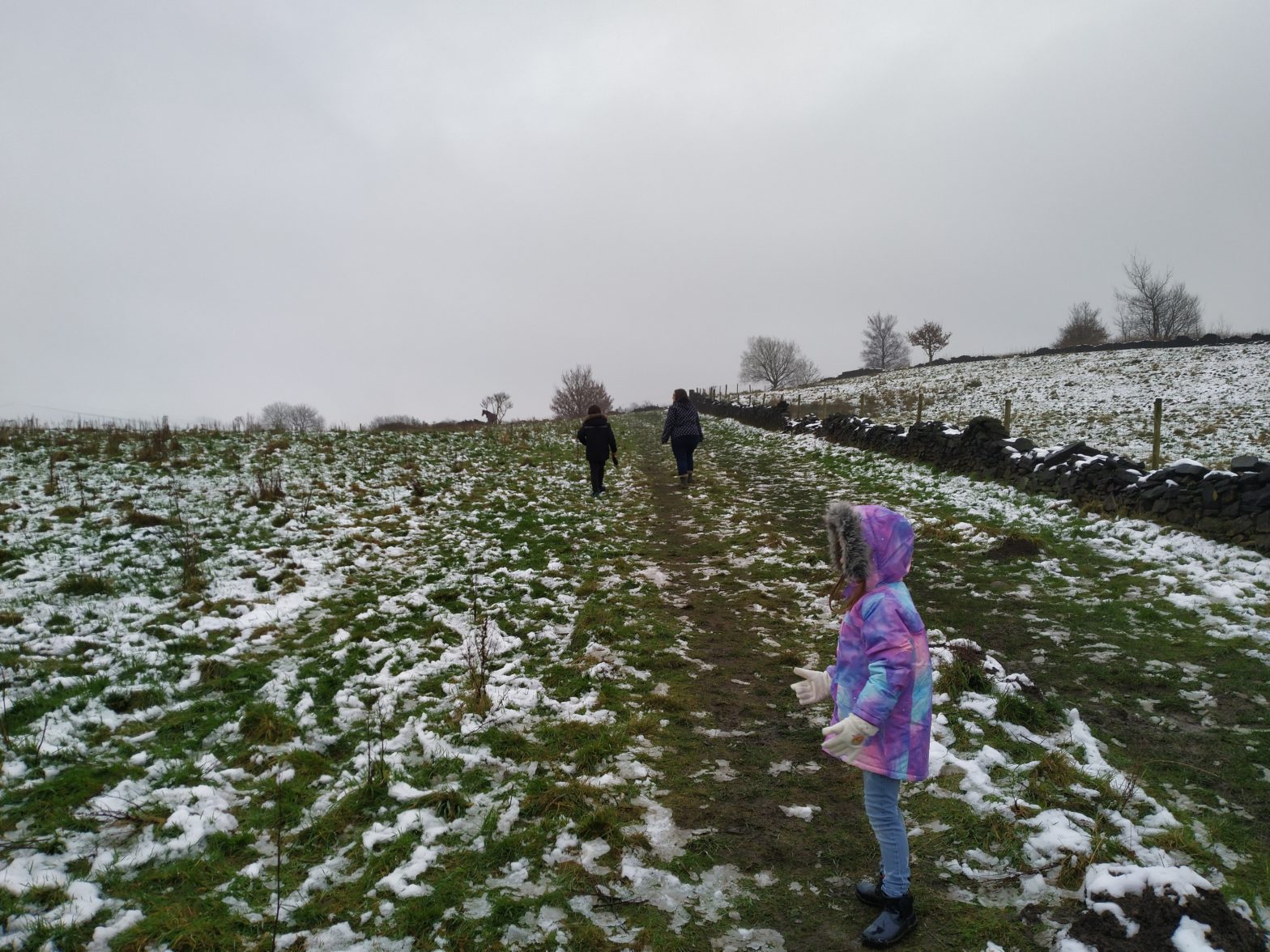 Daniel, Emily and Jules walking up Cross Cliffe